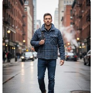 Men's Blue Plaid Jacket